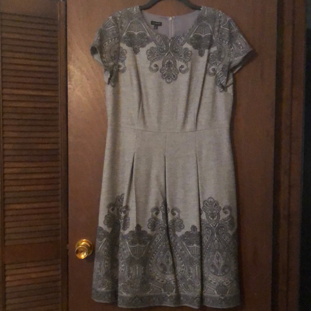 Talbots grey fully lined wool blend dress.